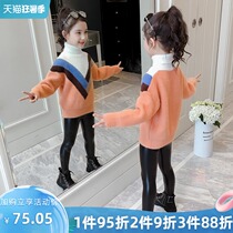 7 Girls  turtleneck sweater pullover 2020 new style 9 middle and large childrens foreign style 3-year-old girl 4 velvet thickened 6 autumn and winter clothes 8