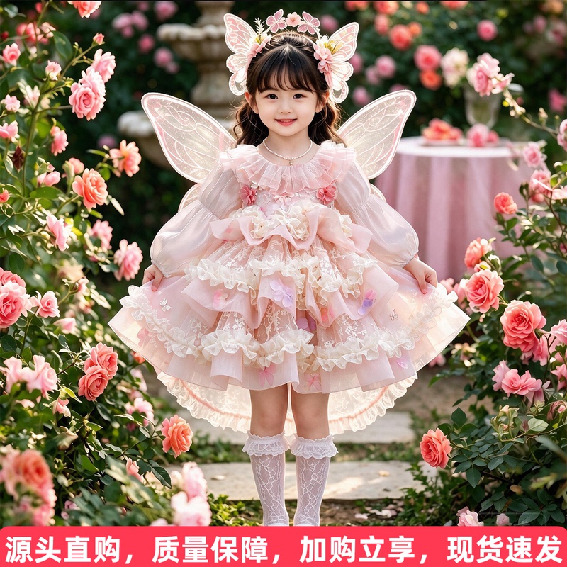 Lolita Girl Princess Dress 2026 New Style Little Girl Stunning Birthday Dress Spring and Autumn Children's Dress Set