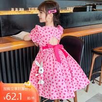Girls Pure Cotton Dress Summer Dress 2023 New Yang Girl Dew Princess Dress Children Crush Dress Summer