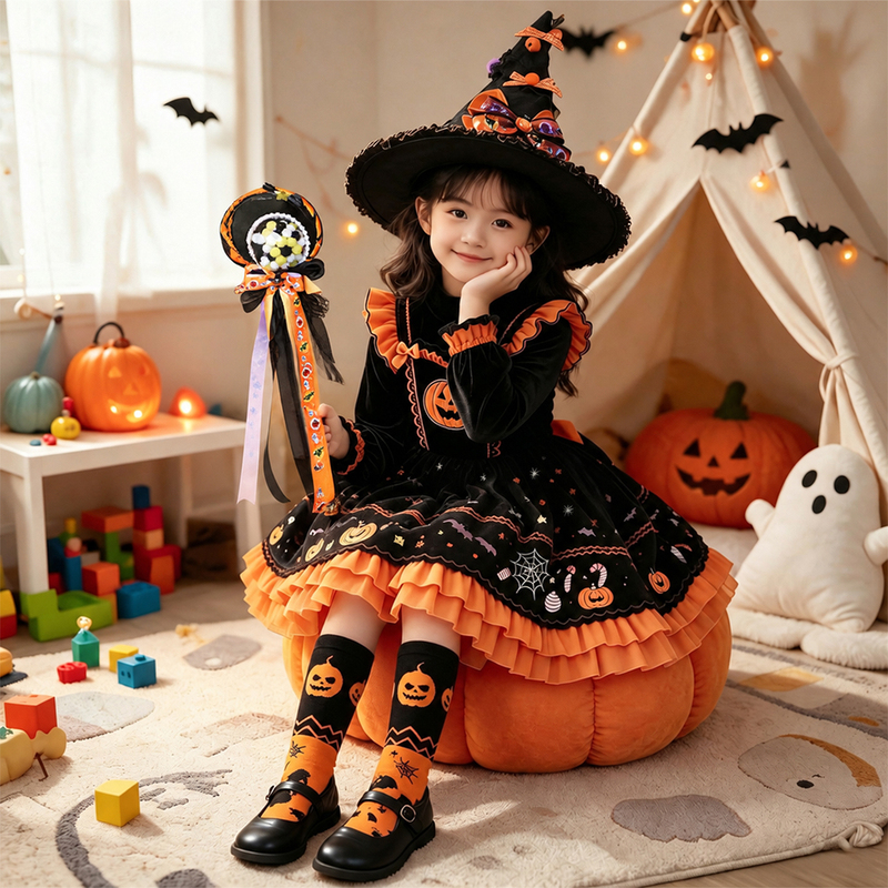 Halloween Kidsren's Costumes Little Girl Cos Performance Dress Skirt Girls Dress Autumn and Winter Lolita Princess Dress Halloween Kidsren's Costumes Little Girl Cos Performance Dress Skirt Girls Dress Autumn and Winter Lolita Princess Dress