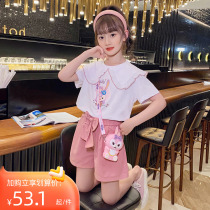 Girls Summer Summer Summer Summer Star Delu 2 pieces of New Fashion Shorts Childrens Net Red Ocean Girl Net