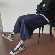 Loose pants womens ins tide loose thin summer pants thin model 9 nine points 2021 New drape wide leg bloomers