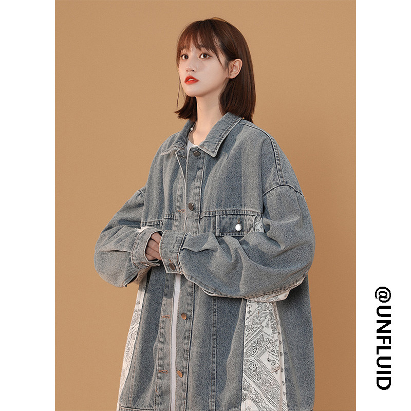 vintage vintage denim jacket female spring and autumn Korean version loose high street shirt tide ins retro salt baseball uniform