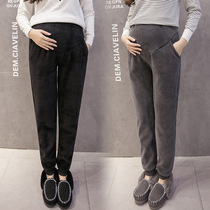 Pregnant women pants autumn wear leggings fashion warm trousers autumn and winter padded lint belly cotton pants autumn and winter clothes