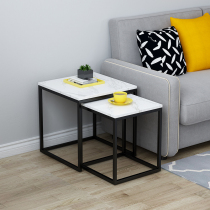 Simple combination coffee table Wrought iron retro solid wood coffee table Sofa side a few small square tables do old corner coffee tables