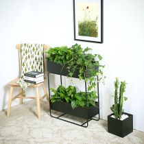 Nordic modern simple Wrought iron flower stand Multi-layer green dill floor-to-ceiling living room shelf Balcony space-saving flower trough