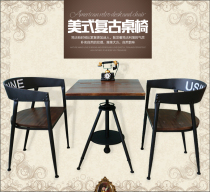 Wrought iron dining table Milk tea shop Cafe table and chair Dessert negotiation Solid wood balcony Western restaurant table and chair combination small square table