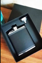 Snow Wolf Lake Stainless Steel 7 oz 304 Leather Flask Outdoor Camping Mens Portable Gift Set