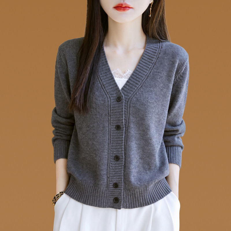Shengyu Bamboo Discount Authentic V-Neck Wool Sweater Women's Knitted Cardigan Autumn and Winter Loose Slimming Stylish Sweater Coat
