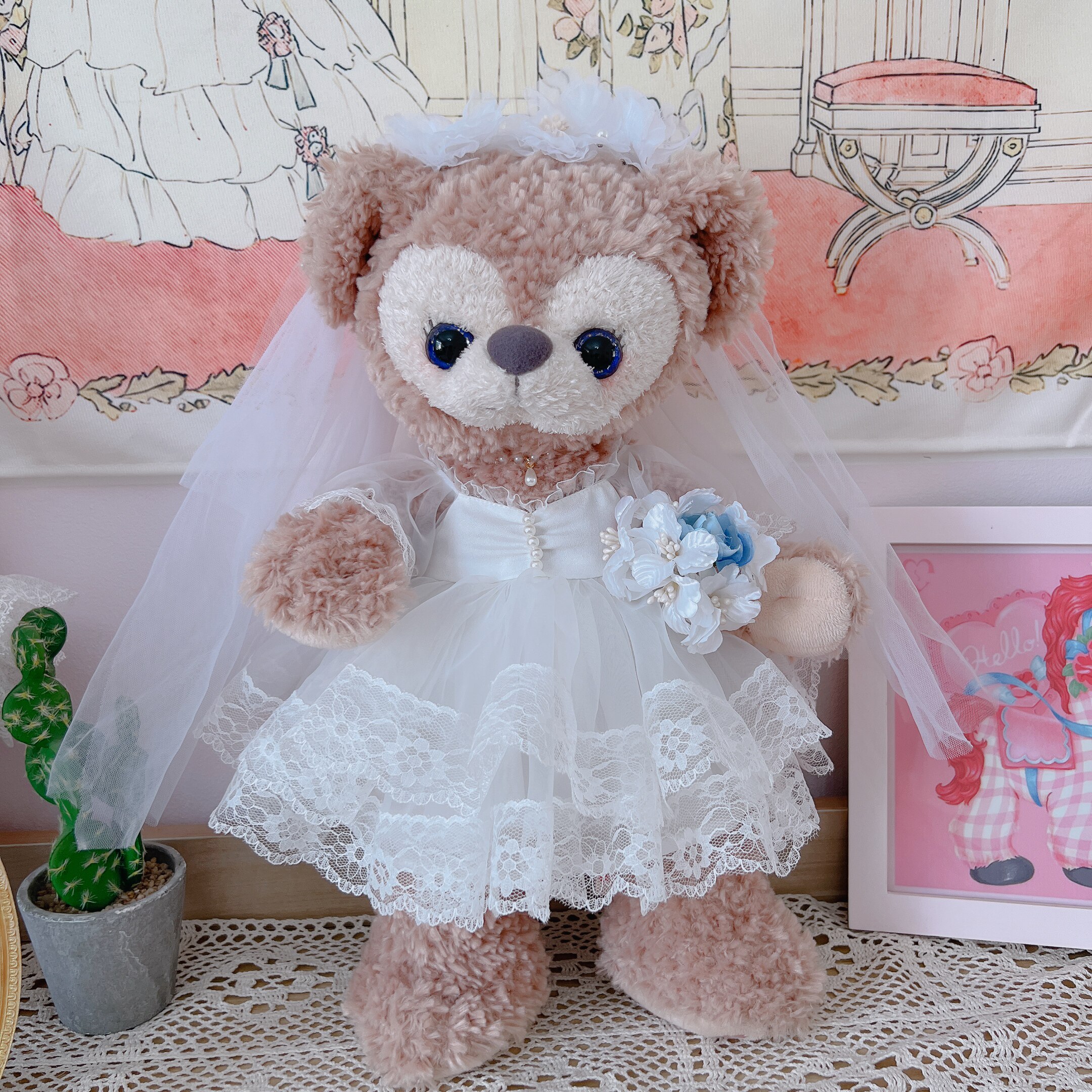 棉花娃娃/毛绒玩具娃衣 南风格子手作雪莉玫达菲着替白色婚纱黑色礼服婚礼压床娃娃娃娃衣服