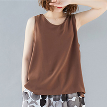 Large size camisole vest female summer outside wear sexy cotton linen slim coat fat mm200 kg loose belly cover belly