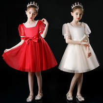 Girl Gown 2021 New Princess Dress High-end Foreign Air Piano Performance Fluffy Yarn Flower Wedding Little Girl Winter