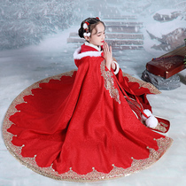 Hanfu Cloister Girl Winter Style Plus Suede Thickened ancient dress Superfairy princess Beatty Wind China Childrens baby Baiyear clothes