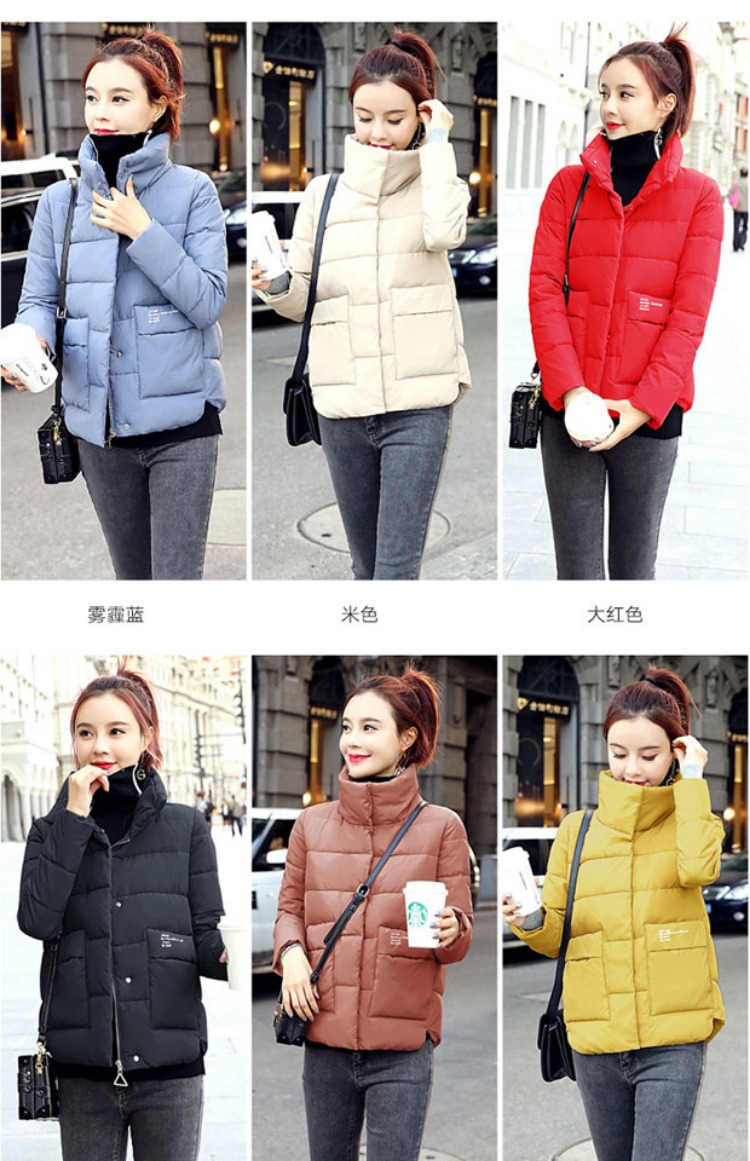 Áo cotton ngắn nữ mùa đông mới thời trang Hàn Quốc xuống bông pad ấm biển cổ áo khoác cổ áo khoác cotton nhỏ chống mùa - Bông áo phao ba lỗ nữ