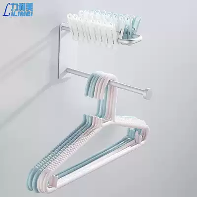 Black hanger storage layer shelf wall-mounted balcony clip adhesive hook drying rack artifact finishing rack wall-free hole