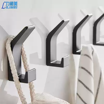 Nordic door rear adhesive hook space aluminum towel sticky hook non-perforated fitting room wall black clothes hook