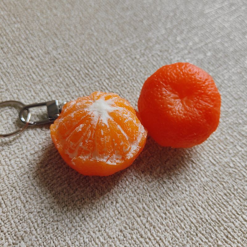 Gesimuleerde schilferende oranje sleutelhanger hanger fruit gesp heren- en damestassen hanger origineel ornament_voghion.com