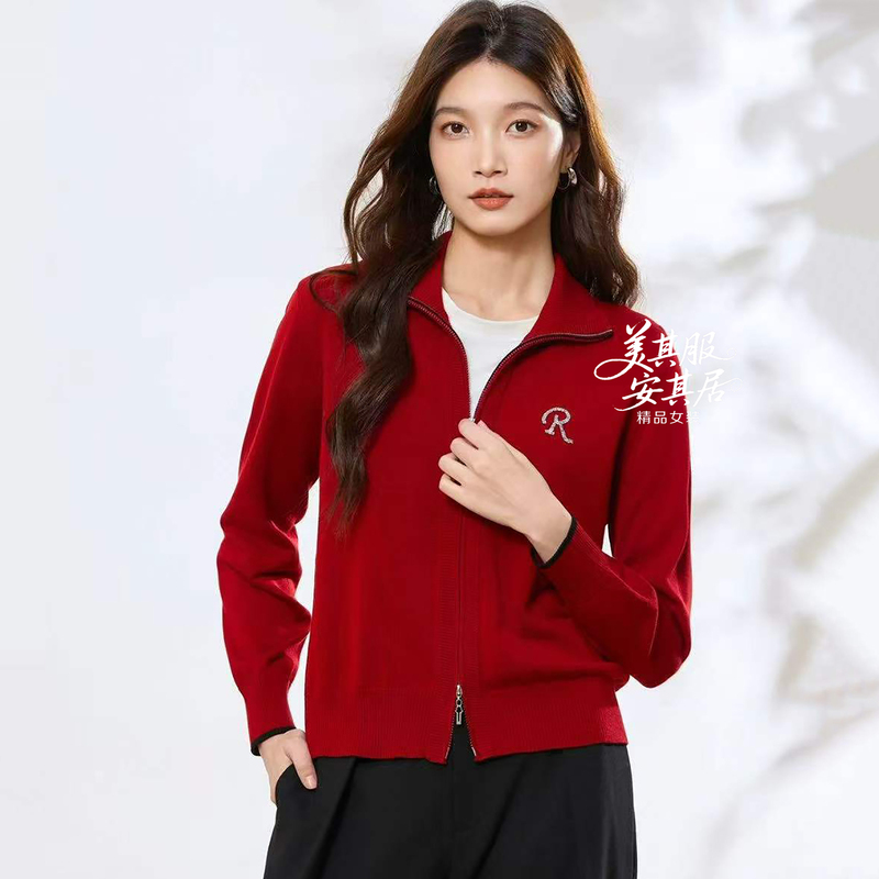 【Premium Cardigan】Laiselis Fengmai 1609 Tencel Stand Collar Zipper Jacket Age-Reducing Cardigan Spring 2026