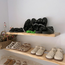 Shoe rack wall rack clothing store goods childrens bag one-word partition wall-mounted shelf natural suspended display