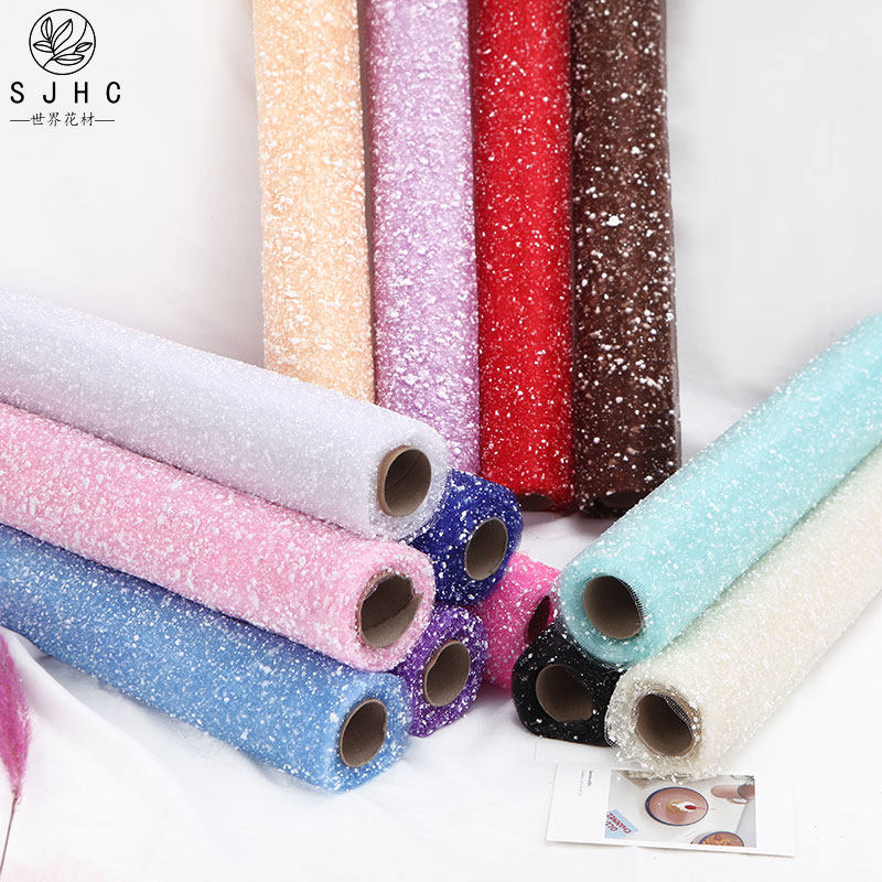 Snow point gauze bag flower paper cartoon bouquet snow point yarn packaging bag flower gauze packaging flower wrapping paper snowflake yarn
