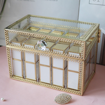 ins lipstick storage box with cover dustproof desktop Cosmetics Lip Glaze shelf glass storage box portable