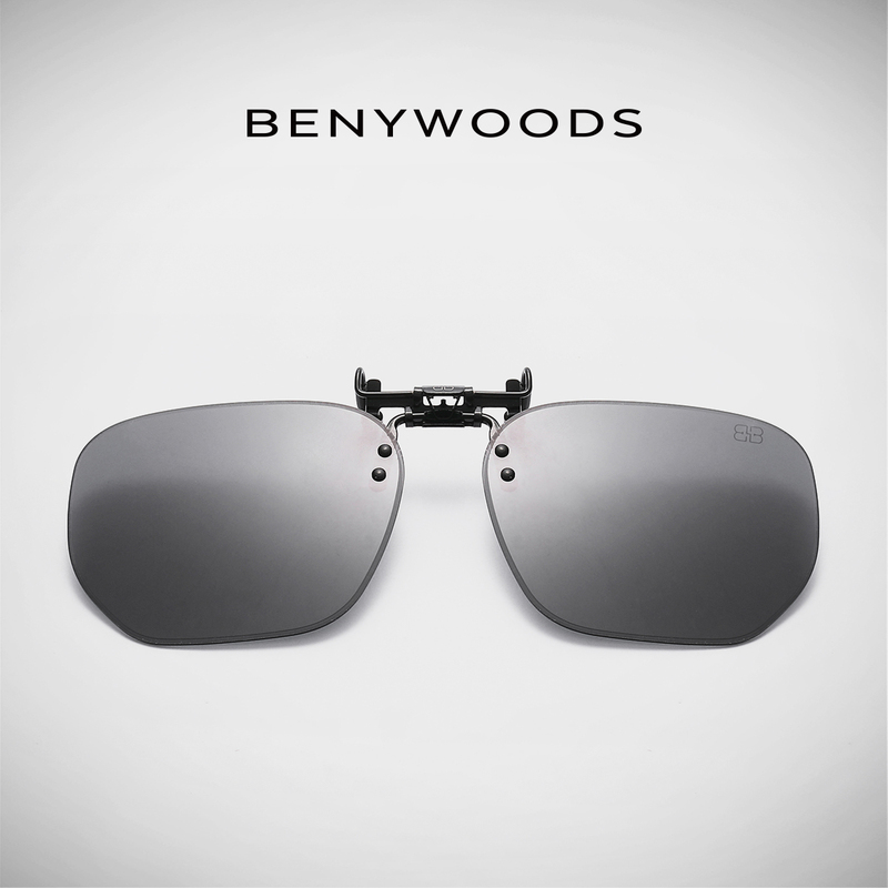 German Benywoods Sunglasses Clip-On, Day and Night Use, Ultra-Light Men's Polarized Sunglasses for Driving, Sun Protection