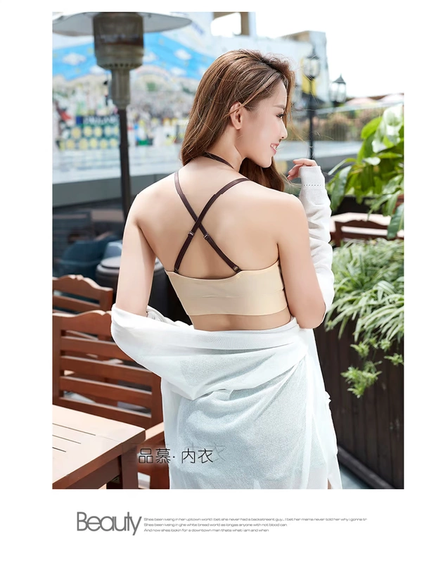 Phong cách châu Âu và Mỹ treo cổ làm đẹp trở lại tam giác cup bra bikini thể thao đồ lót với ngực pad mỏng mà không có vòng thép đồ lót