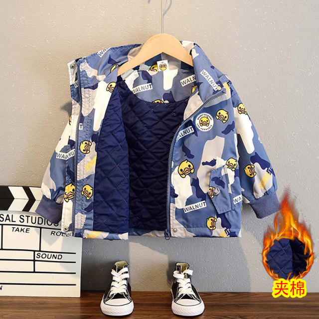 Little yellow duck boy's autumn jacket 2022 new spring and autumn quilted baby children's autumn baby jacket