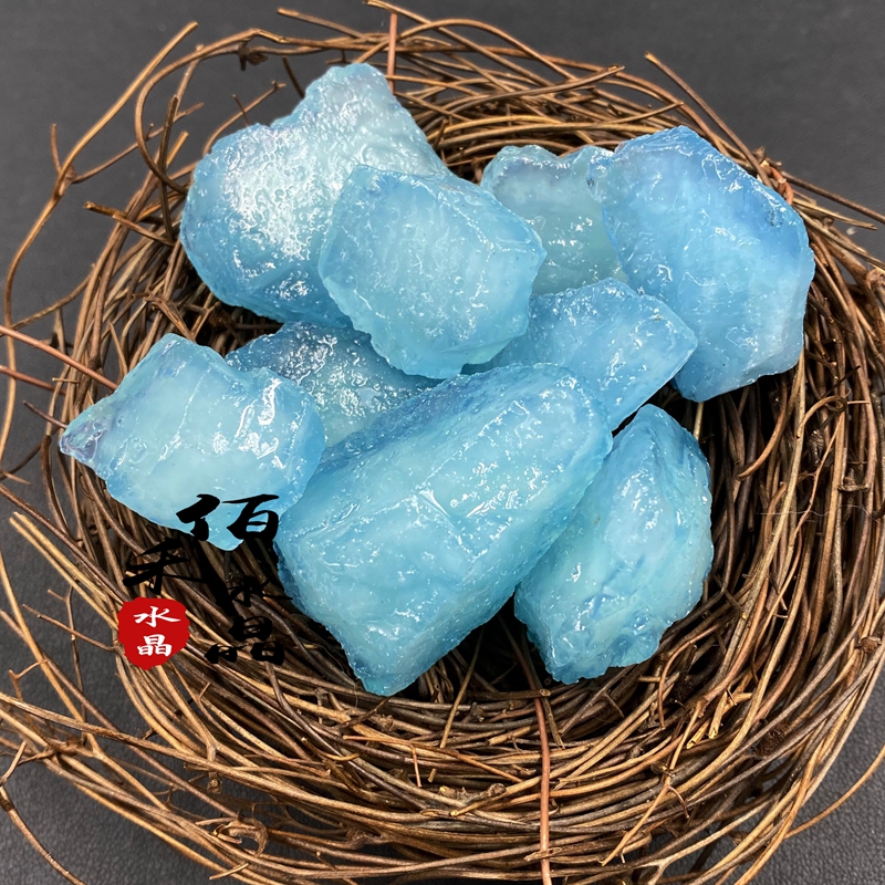 Natural sea sapphire stone large particle furniture DIY pendant handgel decorator blue crystal ore specimen stone