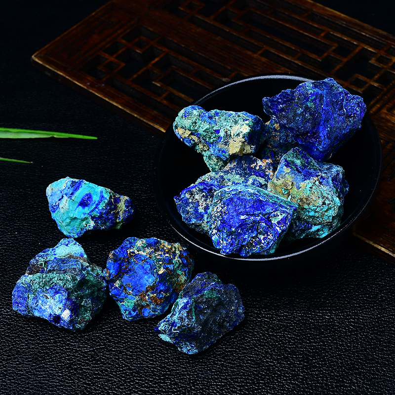 天然青銅鉱石原石装飾品マラカイト共生鉱石青い宝石鉱物結晶コレクション石の教育