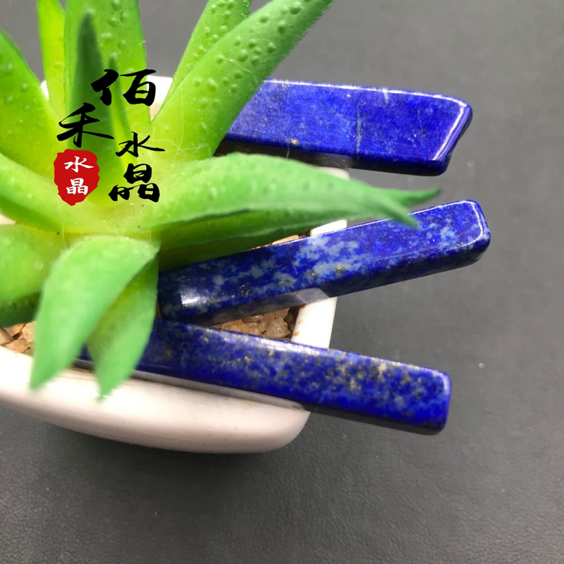 Baihe crystal gravel natural lapis lazuli gravel decoration long strip raw stone ore polished Buddhist Qibao