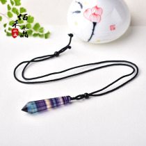 Natural fluorite original stone pendant color fluorite crystal pendulum spiritual meditation therapy Yu energy stone diy pendant