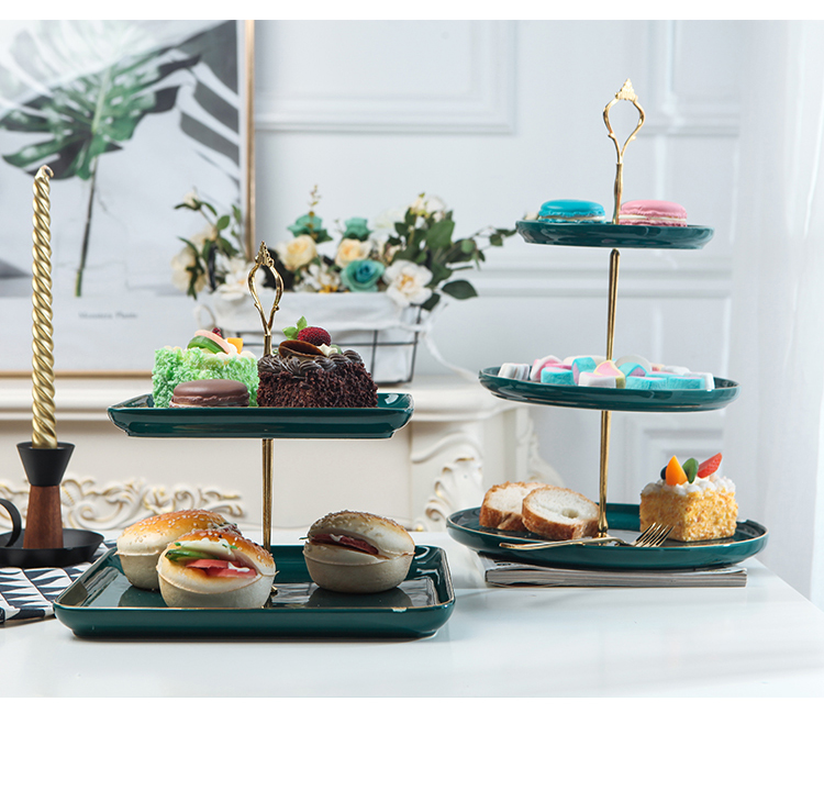 Fruit bowl creative home sitting room of Europe type tea table three the layers of double candy snack plate contracted and I ceramic bowl