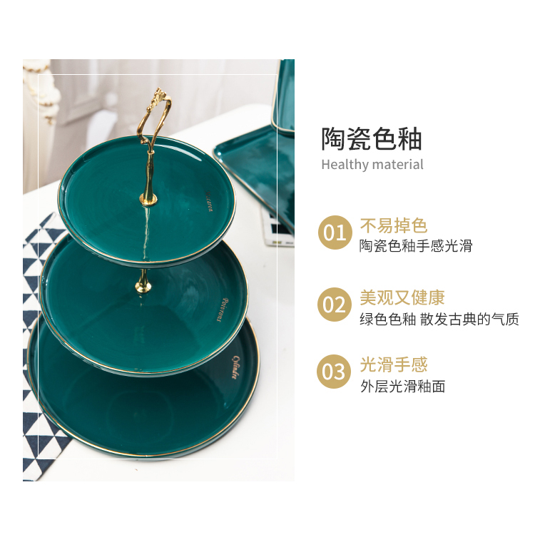 Fruit bowl creative home sitting room of Europe type tea table three the layers of double candy snack plate contracted and I ceramic bowl