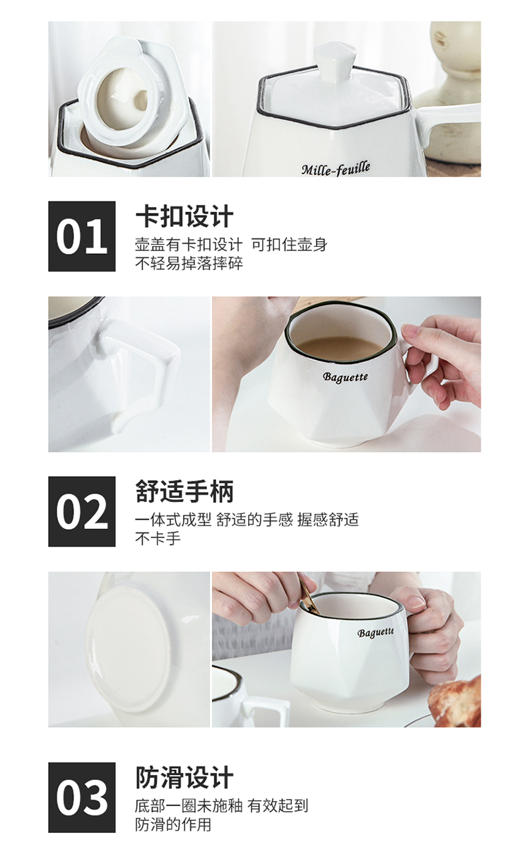 Keller Home sitting room glass ceramic coffee pot set coffee cup cup family contracted Europe type coffee set