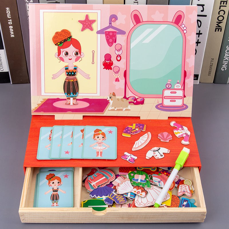 Girls'Toys 10 One 15-15-year-old Tennis Red Male Girls' Heart 6-1 13 Play in Intellectual Magnetic Puzzle Changing Dress 