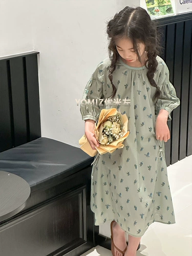 Летнее платье, детская юбка, детская одежда, в западном стиле, в цветочек, подходит для подростков