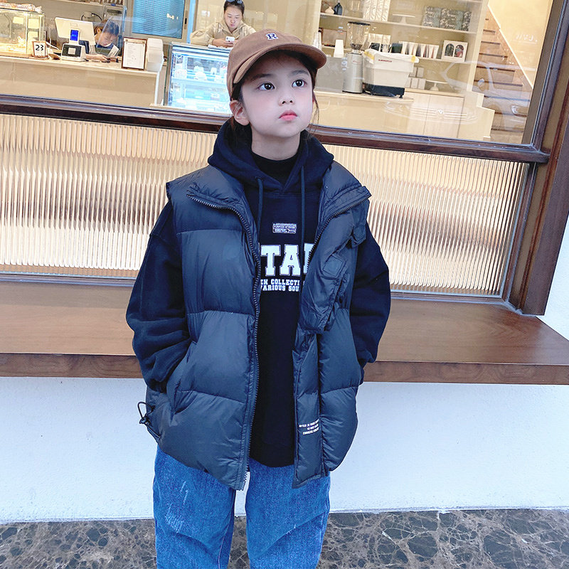 South Korean children's clothing children's duvet waistcoat 2021 Winter, male and female Han version white duck suede vest with big child jacket tide