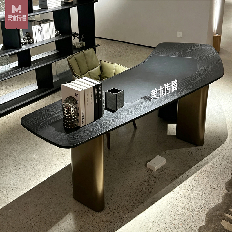 Italian Minimalist White Ash Solid Wood Irregular Desk Designer Creative Modern Light Luxury High-End Office Desk Italian Minimalist White Ash Solid Wood Irregular Desk Designer Creative Modern Light Luxury High-End Office Desk