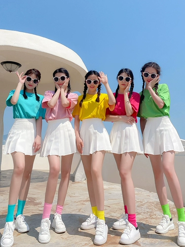 Футболка, хлопковая юбка в складку, комплект, костюм