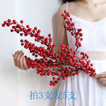 Red fruit fruit flower Flower fake flower decoration flower decoration winter green Berry