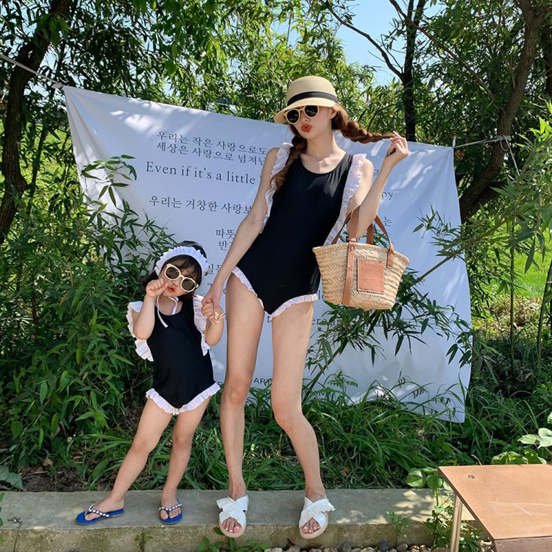 Kids Swimsuit Mother Girl Cute Baby One-Piece Swimsuit 2021 Summer New Internet Red Foreign Bikini Swimsuit