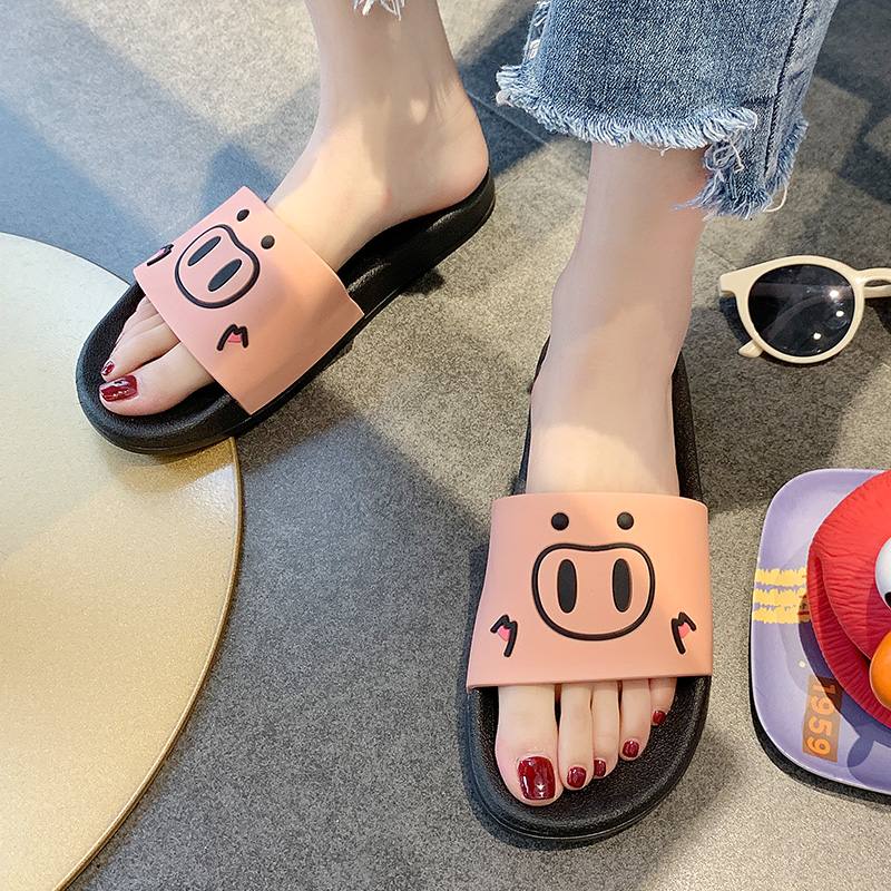 Slippers Women Summer Indoor Teen Girl Hearts Home Cute Cool Non-slip Bathroom Pig Nose Ins Trend Sandals Women