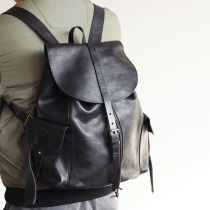 Blue leather mens leather backpack fashion casual retro business large capacity first layer cowhide travel backpack