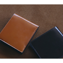 Blue leather mens short leather wallet handmade imported horse hip leather wallet trend fashion multi card small wallet