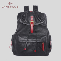 Blue leather leather leather backpack bag mens trend fashion business leisure first layer cowhide large capacity Travel Backpack