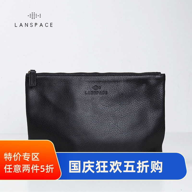 Blue leather goods men's leather clutch bag fashion trend cowhide hand bag large capacity file bag clutch bag men's bag