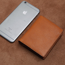 Blue leather mens short wallet leather tanned cowhide fashion multi card fashion handmade soft leather small wallet