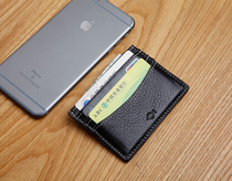 Blue leather original mens leather card bag handmade cowhide small coin wallet ultra-thin mini bank card kit