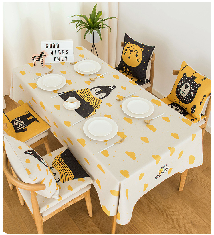Dễ thương phim hoạt hình cotton linen khăn trải bàn Bắc Âu bàn cà phê vải nhỏ tươi hình chữ nhật vải bàn dày vòng bảng vải khăn trải bàn giáo viên đẹp